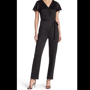 Sharagano Surplice Short Sleeve Jumpsuit